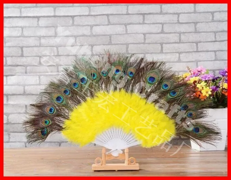 
Wholesale peacock feather foldable fan 