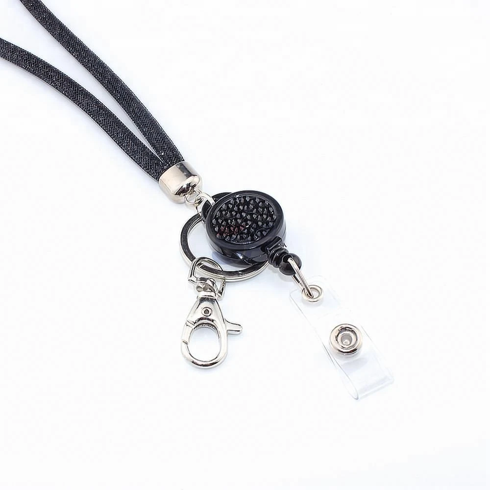 New design charm fishing web rhinestone lanyard custom with metal hook certificate lanyard