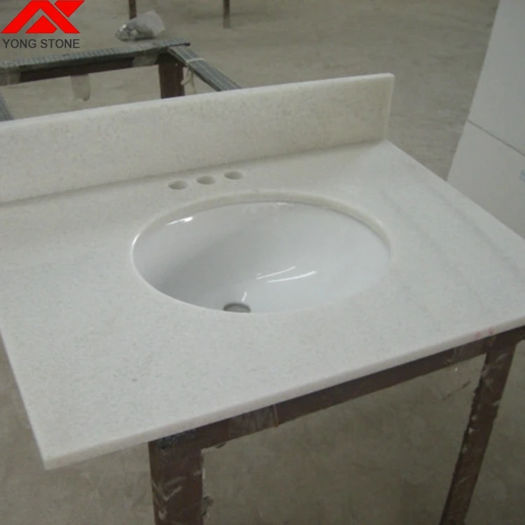 Crystal white threshold marble threshold one piece bathroom sink and countertop on sale