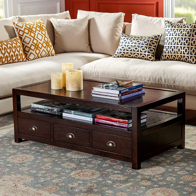 Living Room Antique Brown Tea Table With Drawer
