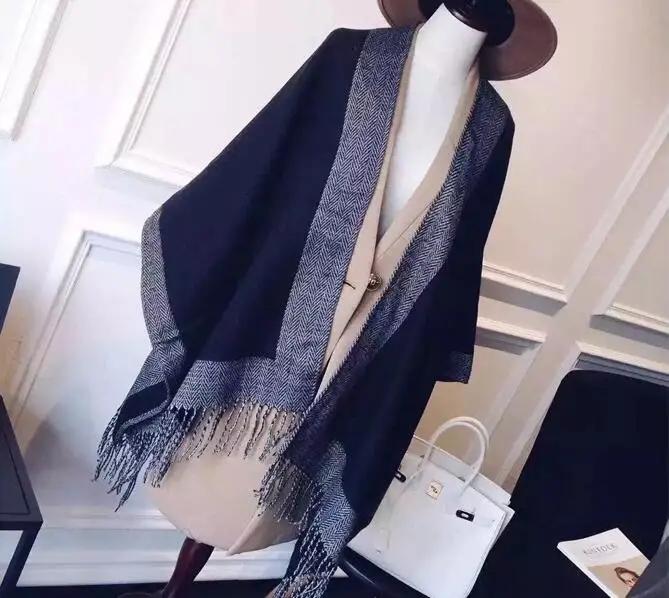 Large Size Cashmere Feel Blanket Stole Cape  Girls Scarf Shawl Poncho