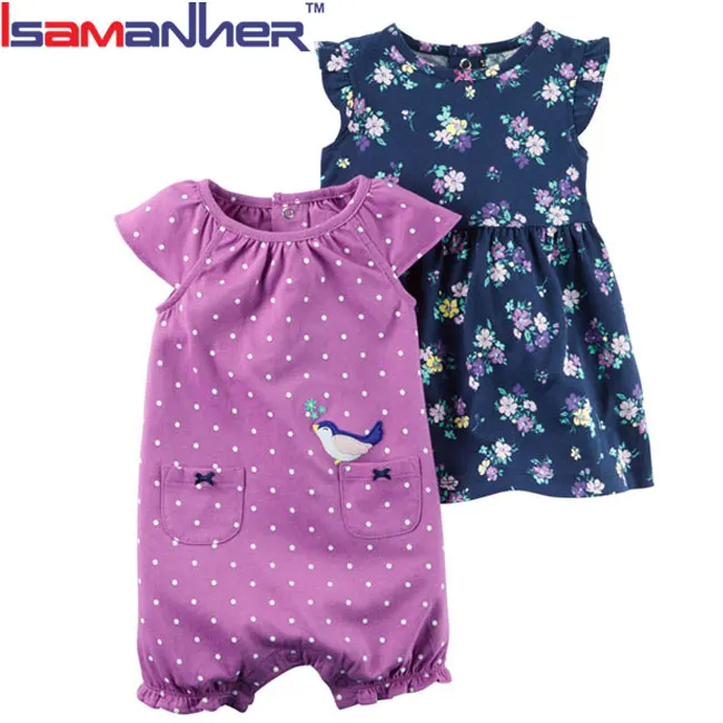 
Fashion newborn baby clothes organic cotton girls baby romper clothing set 