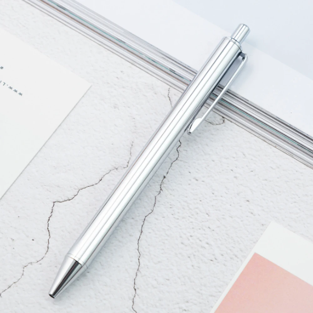 
new Best quality beautiful wonderful glossy silver rose gold plated luxury ballpoint press click metal pen for business gift 