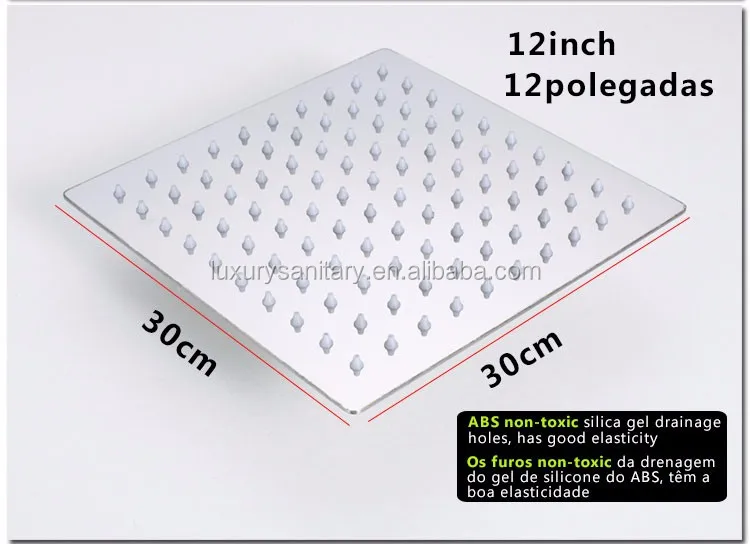 high quality 12 inch 30cm huge ultrathin shower heads stainless steel chrome square rainfall rotating shower head sprayer