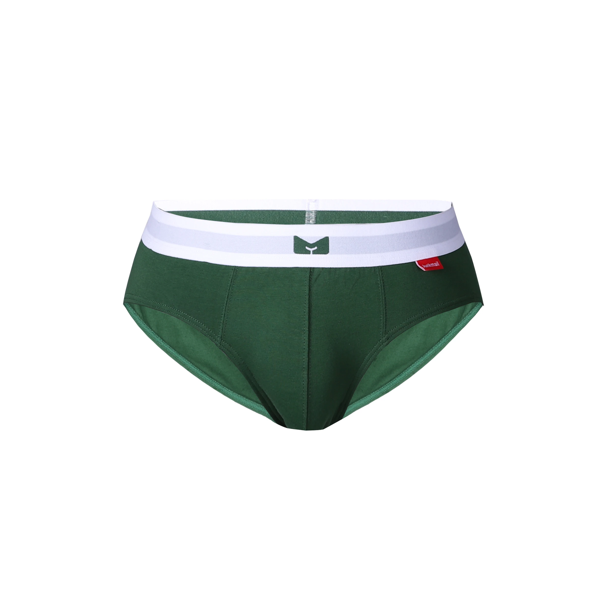 Custom white elastic waistband mens briefs best underwear with green