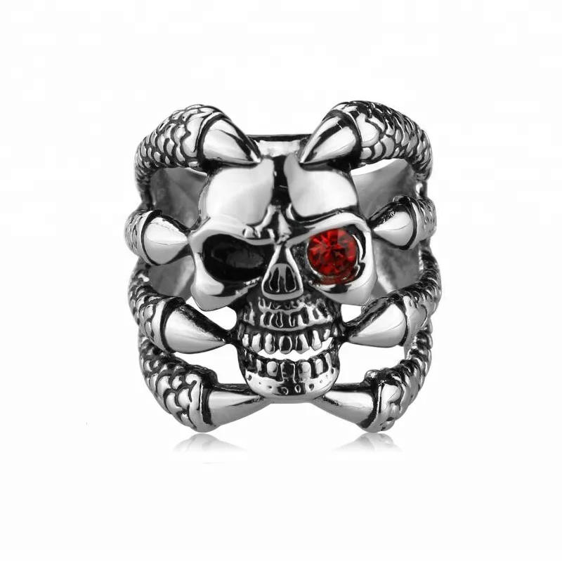 
Мужское кольцо с черепом и орлом из нержавеющей стали с фианитом для Хэллоуина 