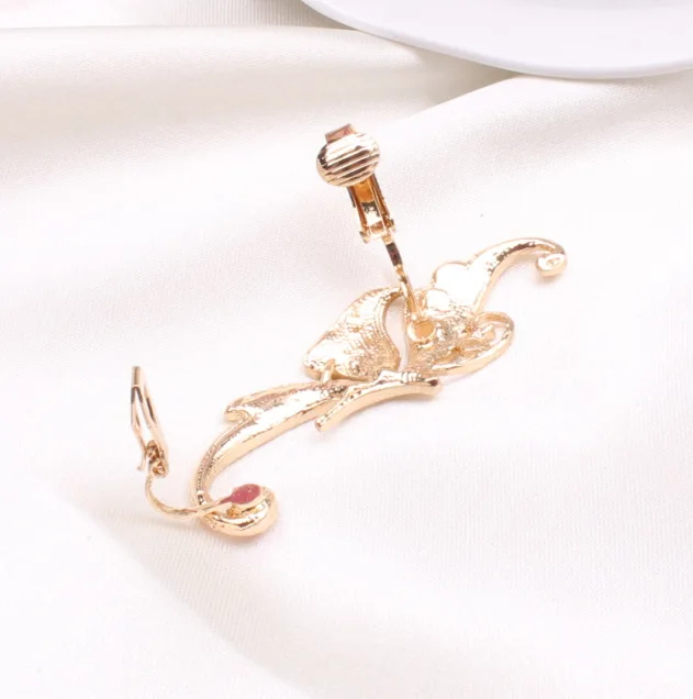 New design korean butterfly  elegant charm earring fashion jewelry full  diamond crystal clip earring  insect shaped earring