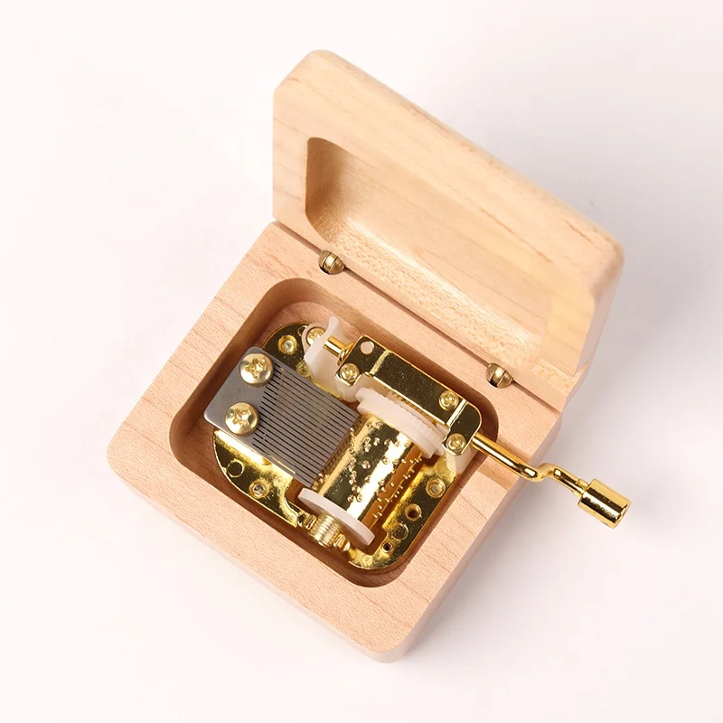 Carved logo wooden music box with custom song