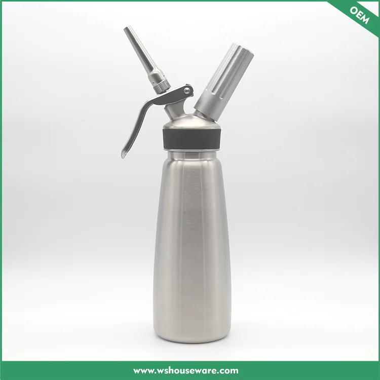 0.5L whipped cream dispenser stainless steel with 3 decorating tips