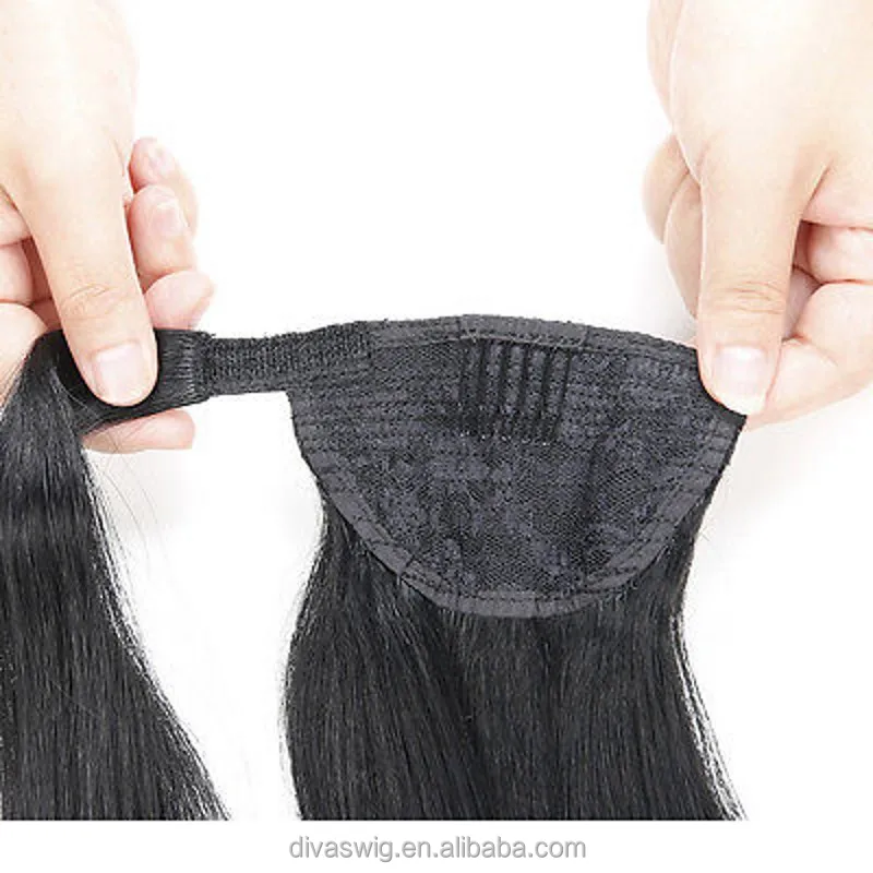 10A grade 100% Human Hair Ponytails Extension wavy straight  Brazilian Human Hair Ponytails