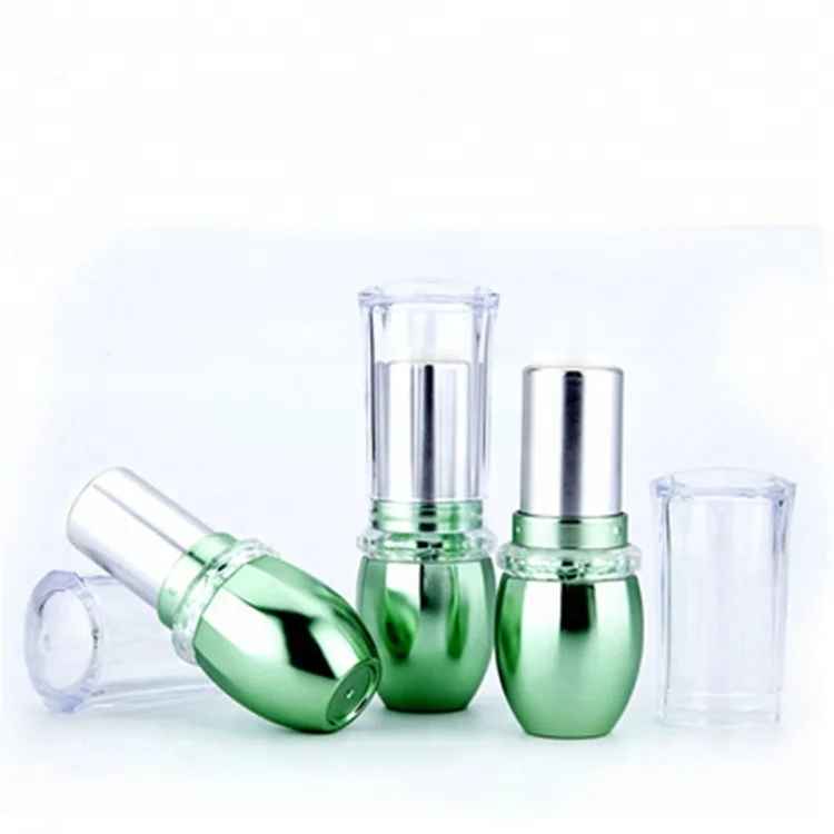Luxury green lip balm container with clear lid / empty DIY lipgloss tube / make your own lipstick tube for women