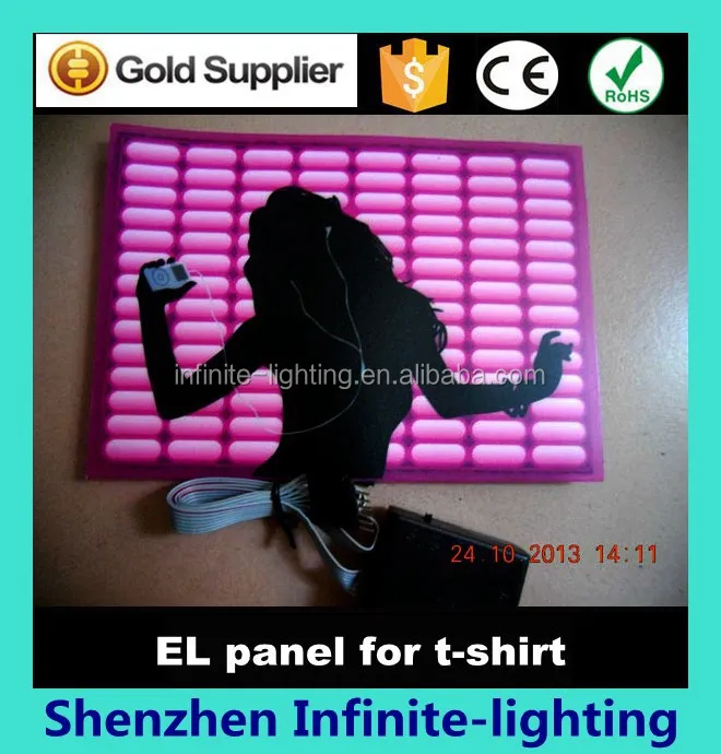 Luminous Electroluminescent Panel Plus Battery Pack Flashing Equalizer T-shirt Panel Night Club Lights Led El logo 50pieces/Lot