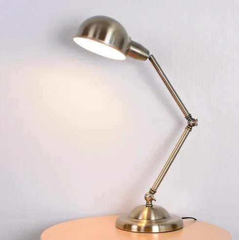 Adjustable Swing Arm Vintage Bronze Iron Desk Reading Light Industrial Table Lamp