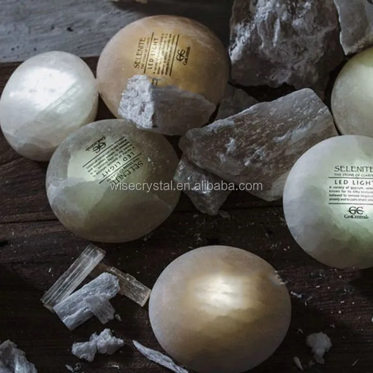 Reiki gemstone crystal oval selenite lamp Wholesale Rock stone