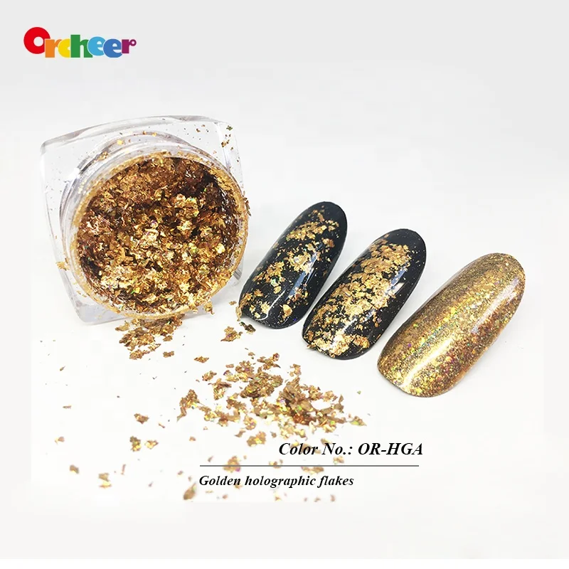 Galaxy holographic silver gold flakes Platinum flakes for Nail art