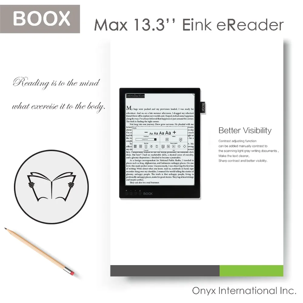 
BOOX 13.3 inch large screen ebook readers with big battery capacity 