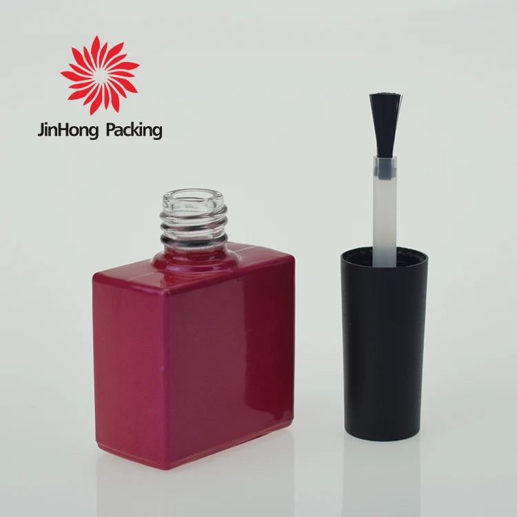 
empty pink square custom 15ml nail gel polish round bottle 15ml packaging 