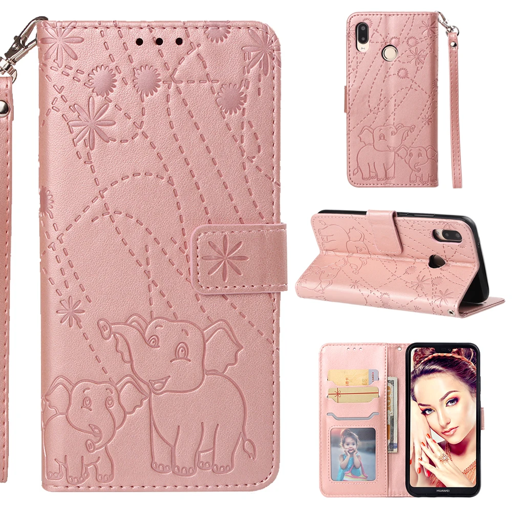 Leather Case For Huawei P20 Pro  Elephant Printing Phone Case for Huawei P20 Lite Wallet Flip Magnetic Stand Phone Case