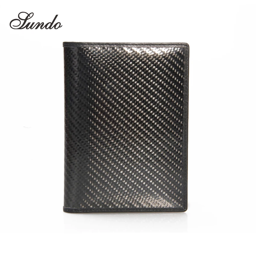 Factory Hot Sale RFID Blocking Genuine Carbon Mens Passport Holder 3 Card Slot Passport Cover