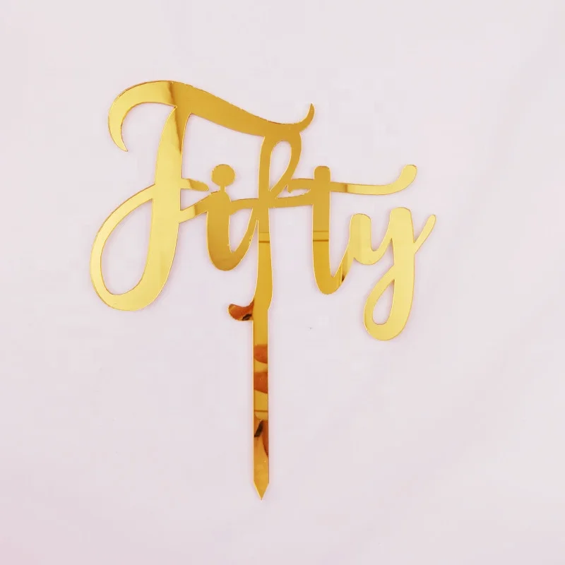 Handwriting fifty cake topper number acrylic cake topper for birthday