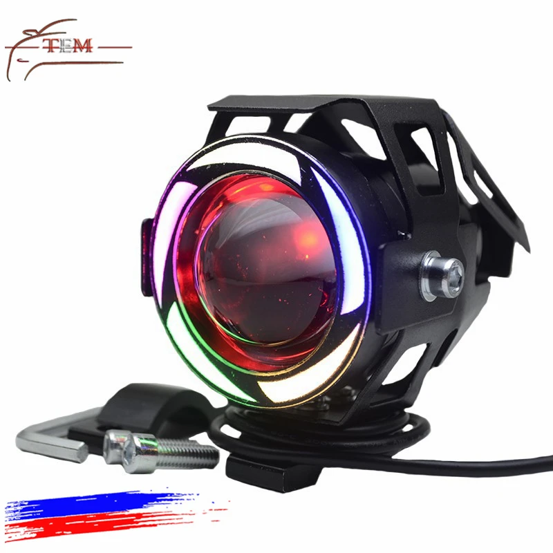 U7 Motorcycle led lighting system Led Projector Light Colourful Spotlights Devil Eyes 12V 3200LM 6500K 10W Led Work Light