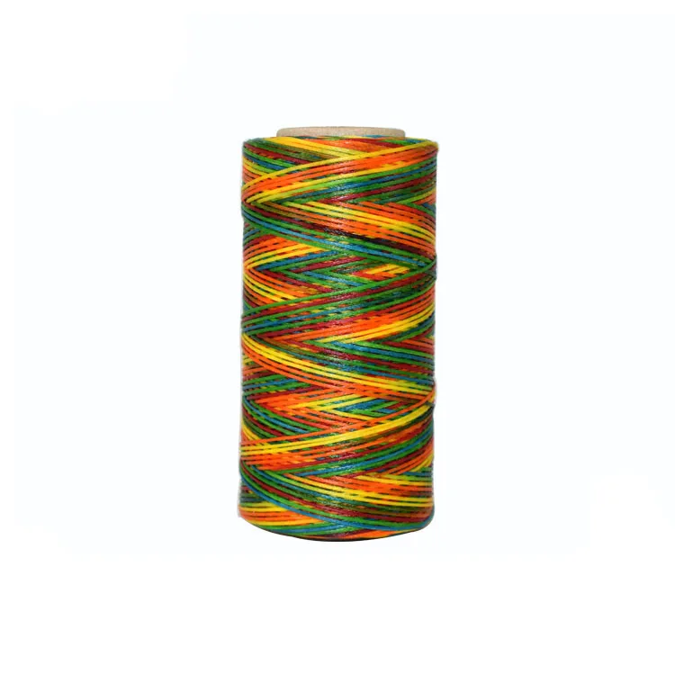 1mm 210D/1*16 200m 100% polyester colored flat waxed braided thread for leatherware