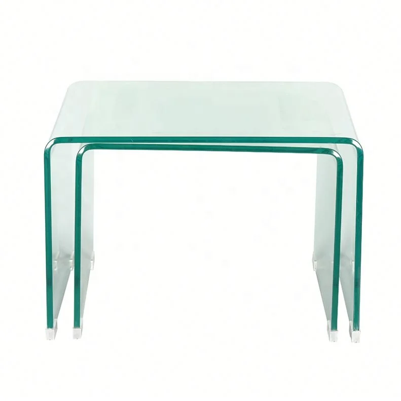 Новый дизайн изогнутый стеклянный журнальный столик мебель для гостиной