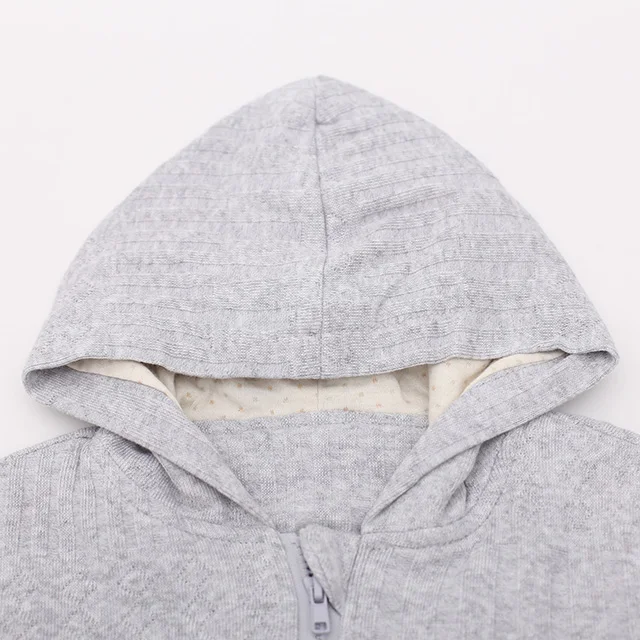 
100% cotton jacquard spring autumn long sleeve baby outdoor zipper coat with hood and pocket 