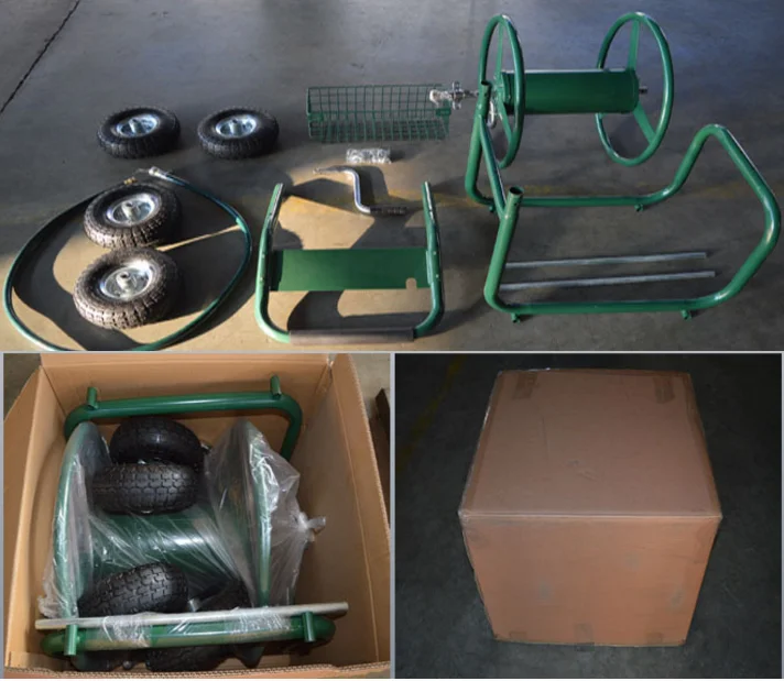 Four Wheel Portable Water Pipe Tool Garden Hose Reel Cart