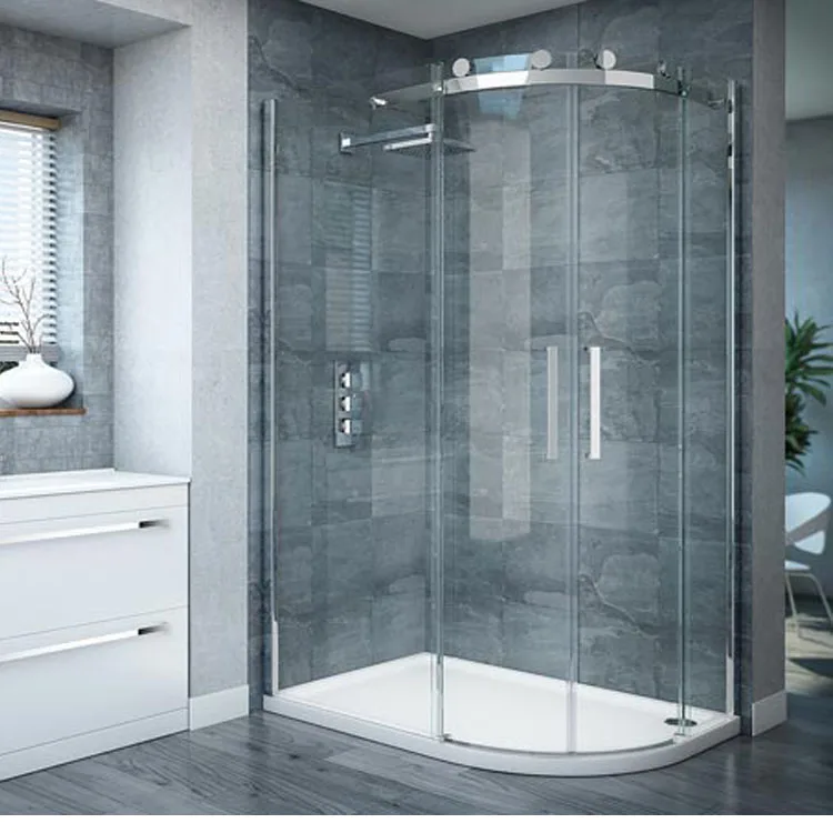 modern cheap bathroom frameless safety tempered small shower glass doors