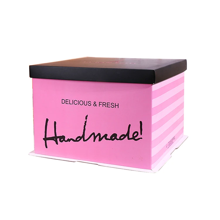 Disposable paper packaging card board big 10 inch cake box birthday cake box with cardboard in Guangzhou