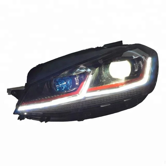 Tluuze BiLED projector lens headlight with red stripe for Golf 7.5 GTI