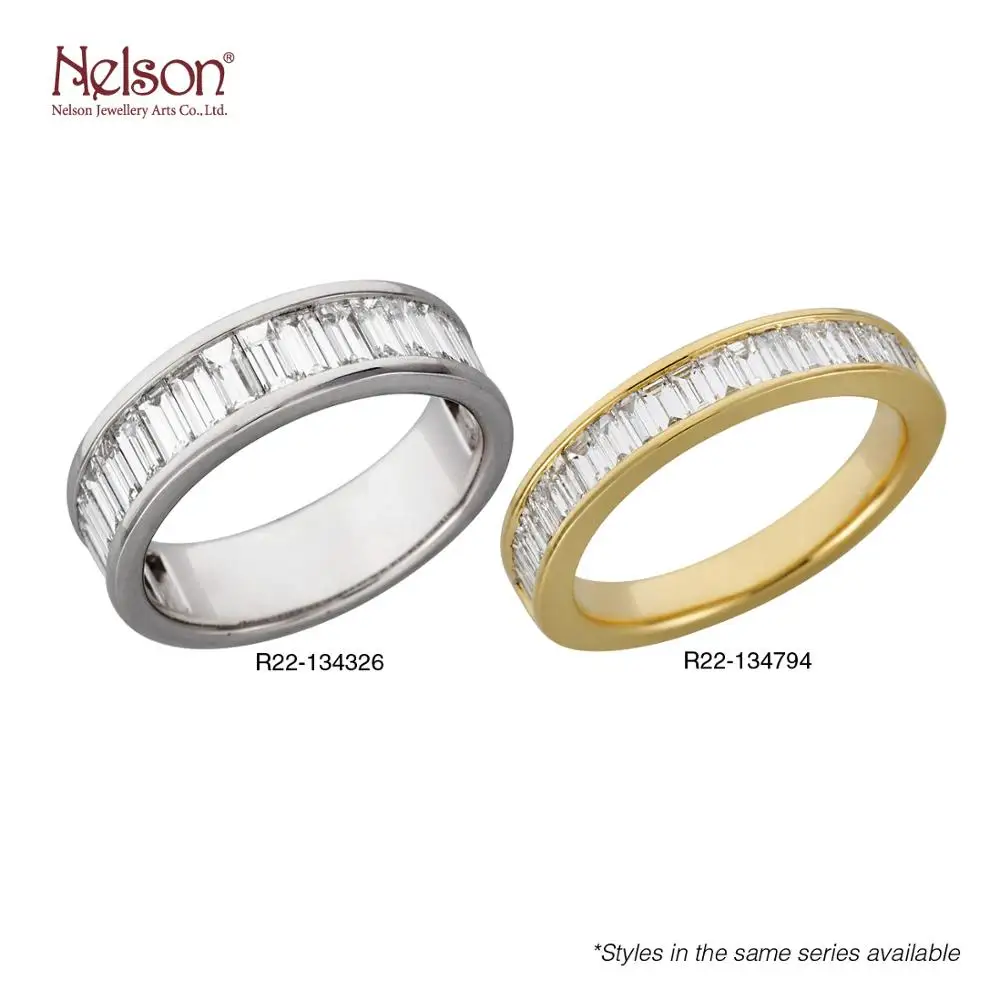 
2021 Nelson Jewellery Best Selling Sparkle Love 18K 750 White Gold Natural Baguette Diamond Anniversary Eternal Ring For Women 
