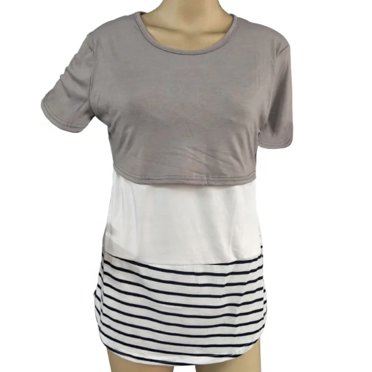 
Hot Fashion Maternity Nursing Tops Breastfeeding Clothes Clothing Lace Stripe Maternity Breastfeeding Shirt Feeding Nursing Wear 