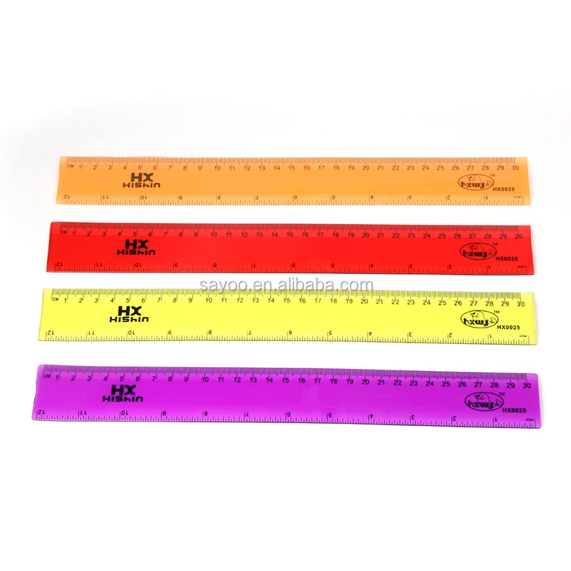 Hot sale 30CM clear PVC Flexible ruler soft plastic ruler