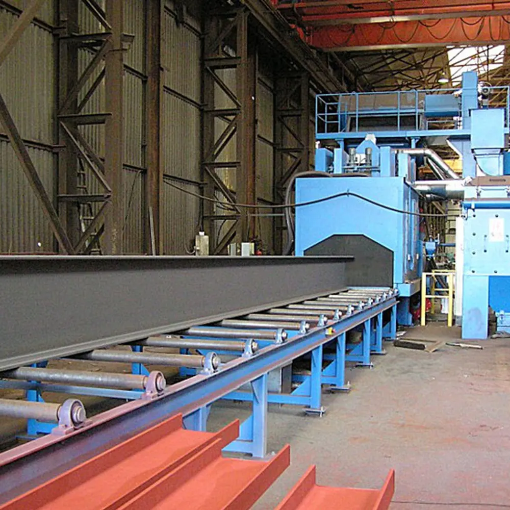 roller conveyor H beams, section and steel profile derust shot blaster