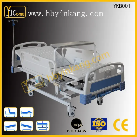ABS 4 Crank 5 Functions hospital beds,medical bed with ABS head foot boards and side rail