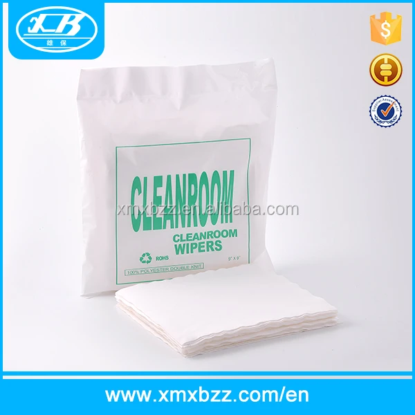 Laser cut 9X9' 100% polyester cleanroom black dust-proof wipers