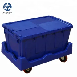 70L Large Plastic Foldable Lid Plastic stack and nest crates