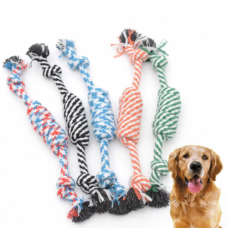 
Random Color New Dog Pet Puppy Chew Cotton Rope Ball Braided Knot Toy Durable Braided Bone Rope Funny Tool 