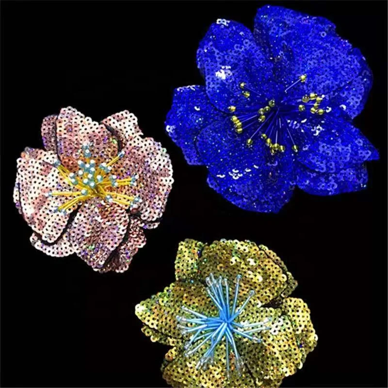 Garment Accessories 3D flower motifs  Sequin flower applique Decorative beaded trims for bag shoes clothing