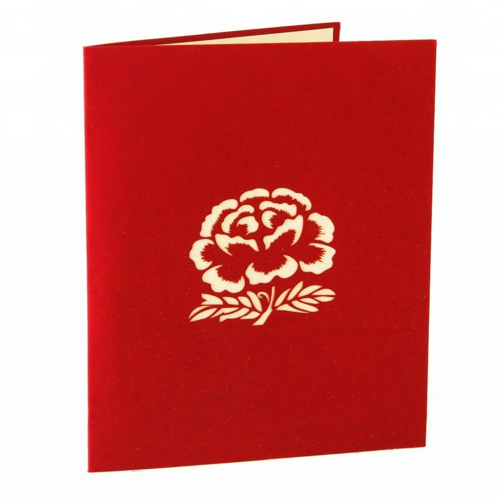 Красный пион 3D поздравительная открытка ручной работы Подарочная открытка на день матери