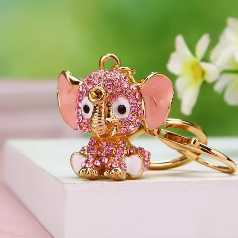 Various types of rhinestones elephant shape keychain thailand elephant keychain