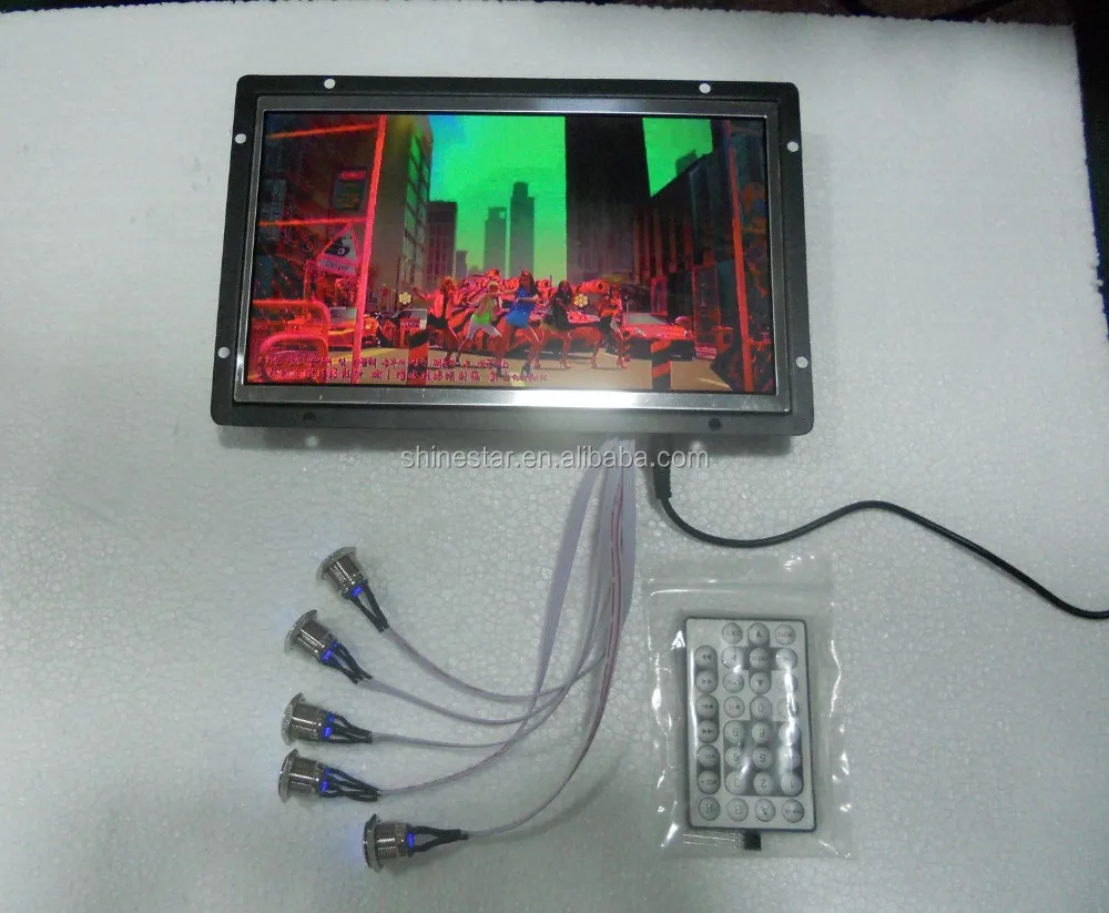10 inch open frame LCD digital signage video player display with external buttons for advertising