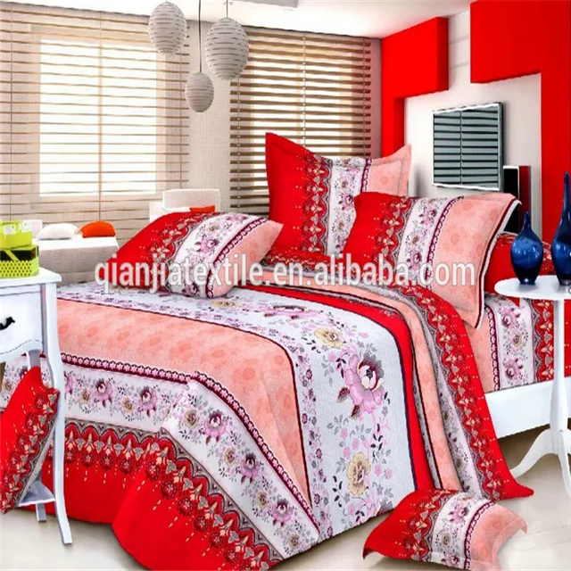Factory produce 100% polyester  material 85gsm pigment printed  fabric for bedsheet ste