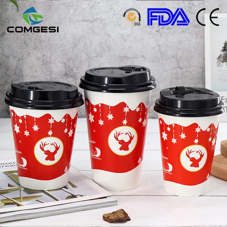 biodegradable colorful new design free sample logo printed food paper cup wholesale factory price with lid sleeve cover
