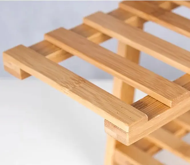 BAMBKIN Bamboo 2-tier Plant Stand two step Multifunctional Flower Shelf Storage Rack Shelves office flower rack