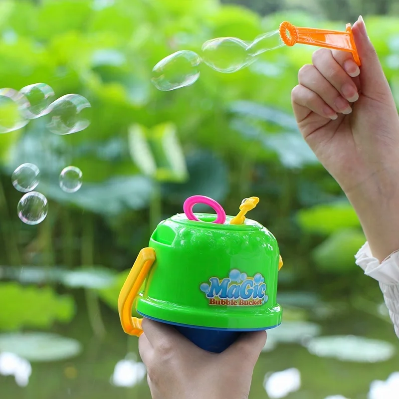 2019 magic bubble bucket with sticks for kids games bubble toys