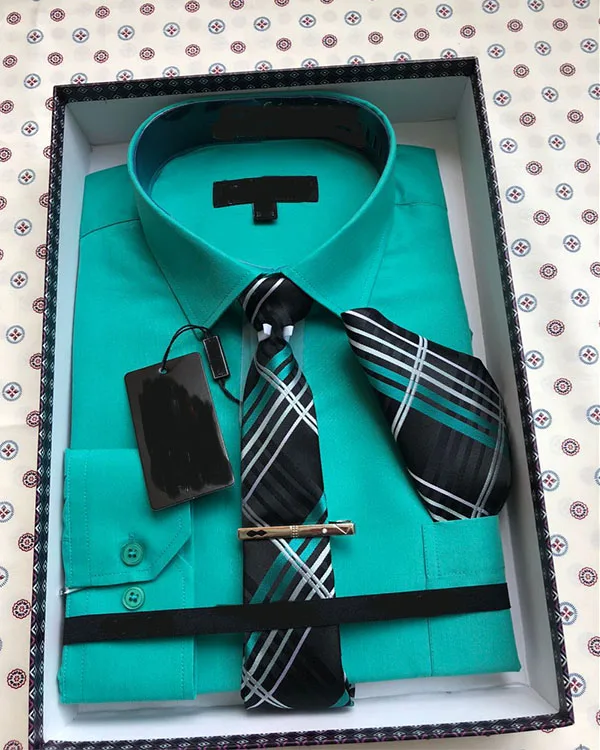 Mens dress shirt /business shirt with Tie , scarf gift box packing-A