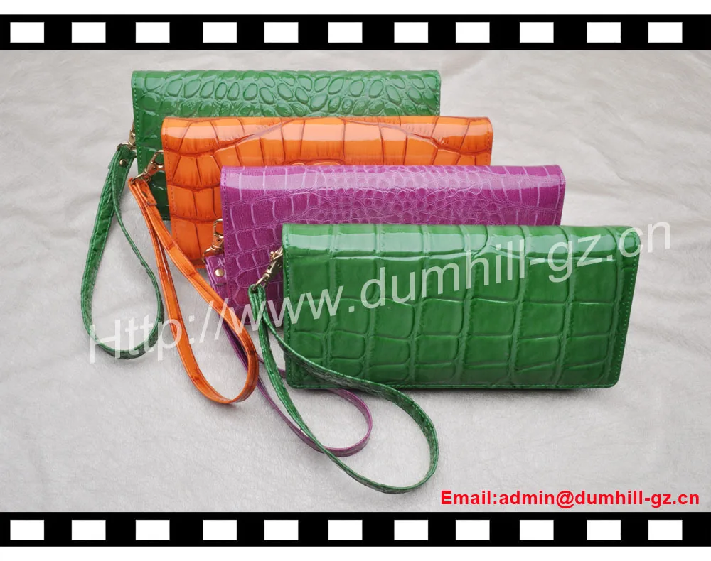 Fashion Crocodile Leather Lady Wallet With Wrist Strap clutch women wallet with zip around